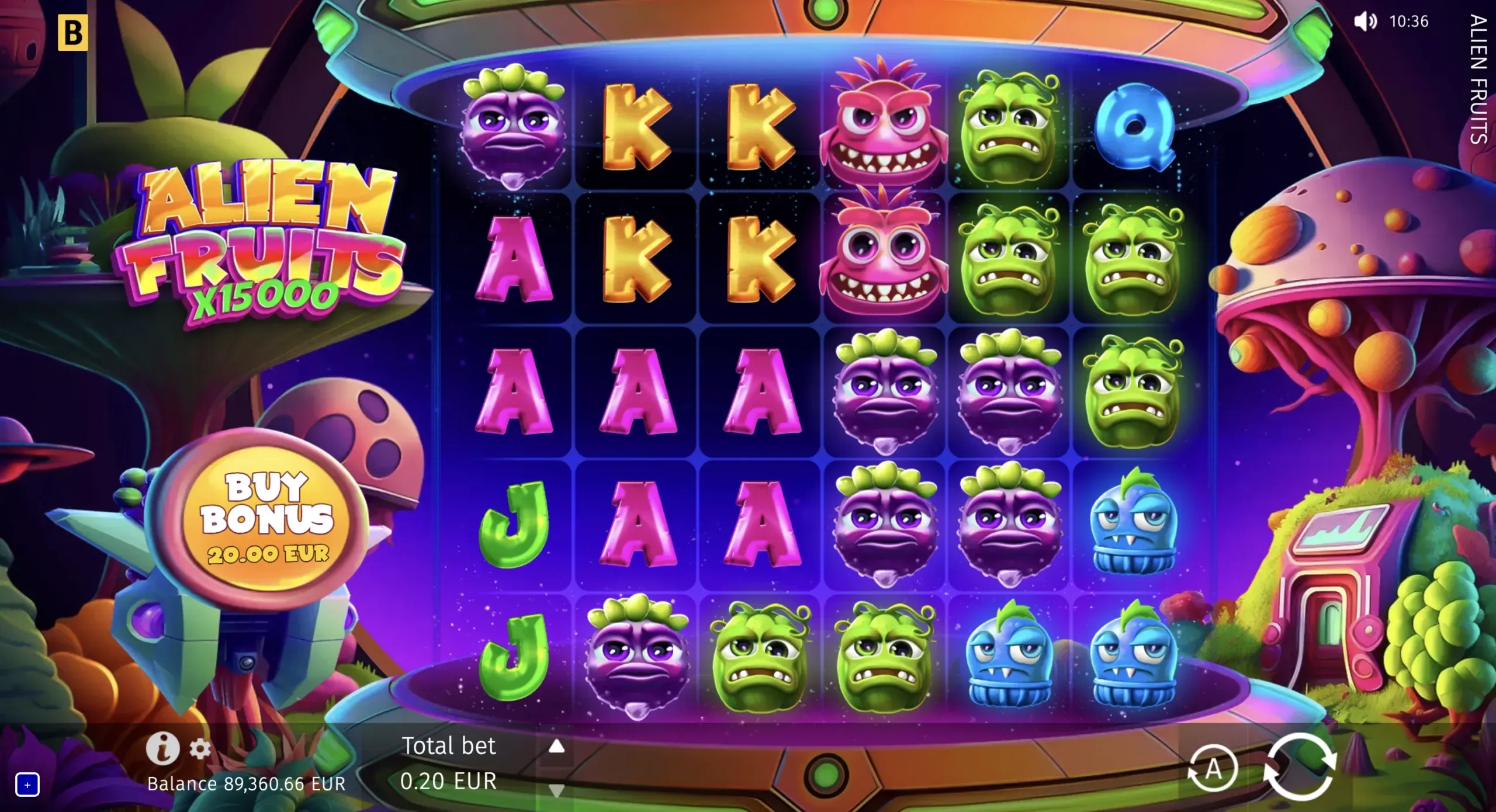Alien Fruits official main-game pay-anywhere grid
