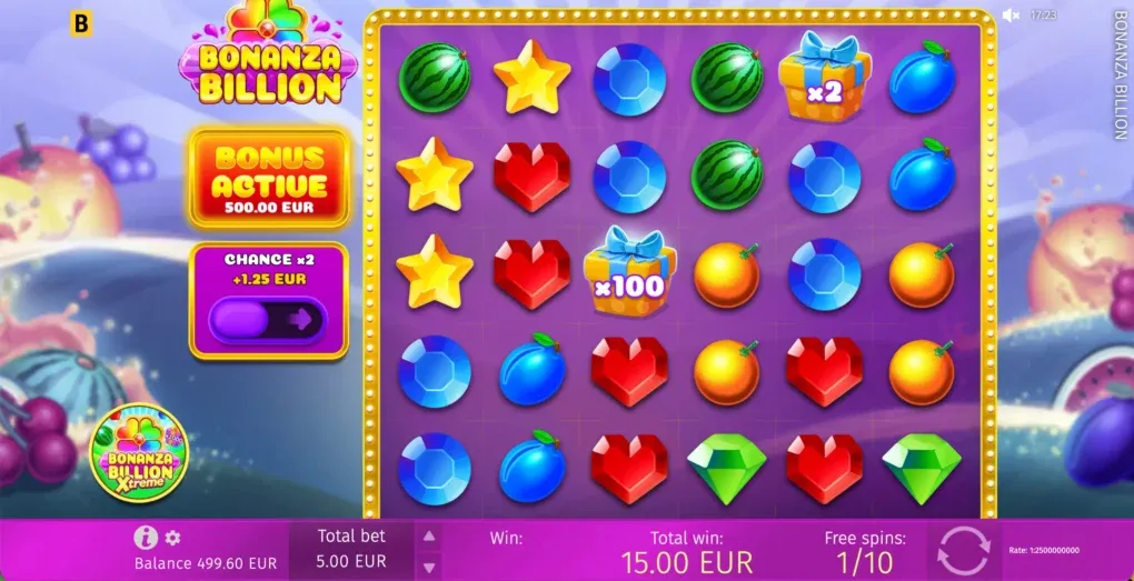 Bonanza Billion official bonus screen