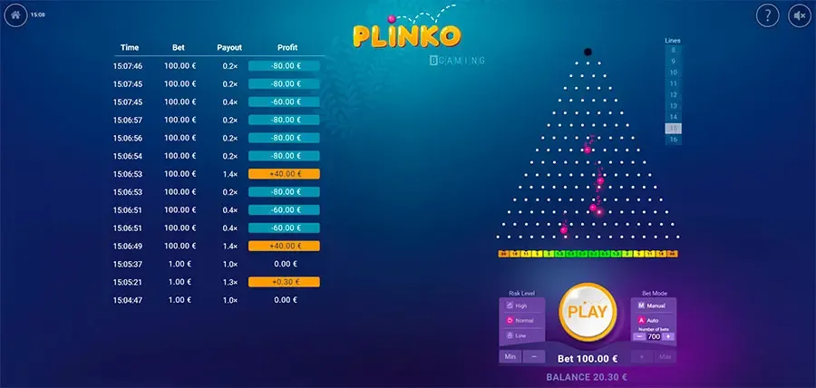 Plinko official feature screenshot