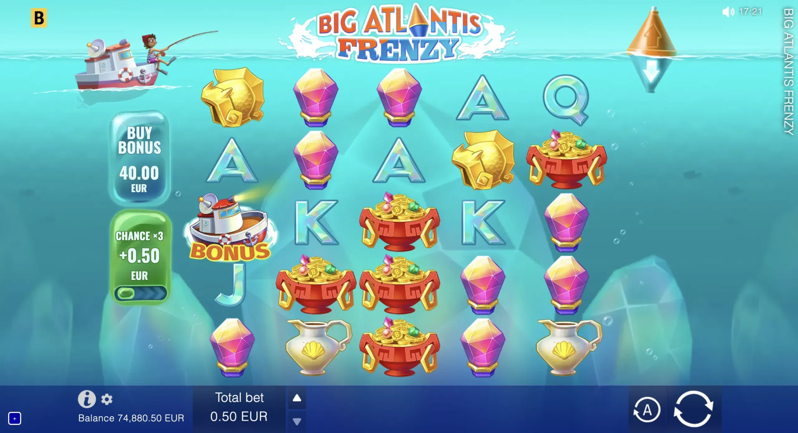 Big Atlantis Frenzy official main game with adjustable reel height