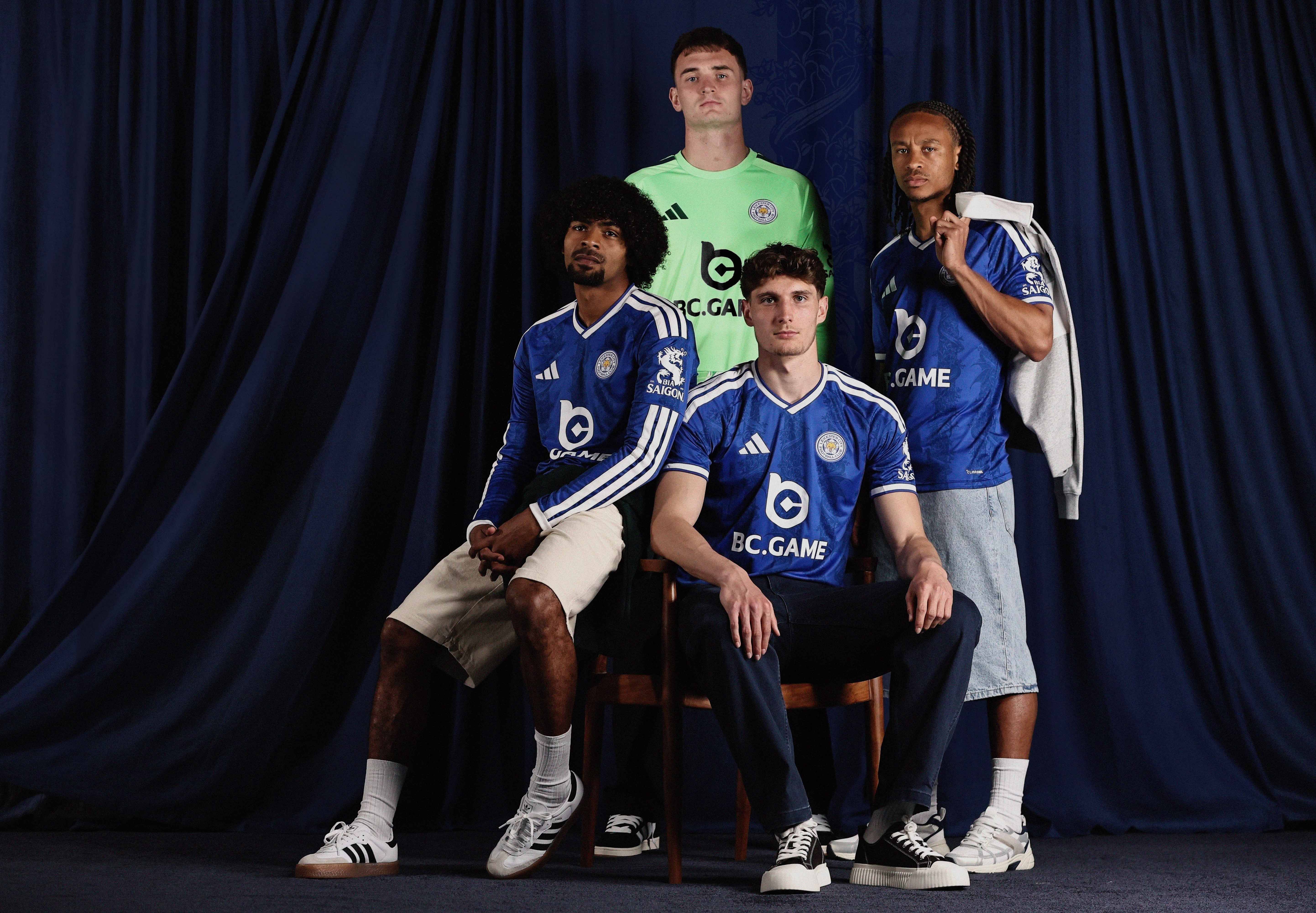 Leicester City players wearing shirts with the BC.GAME logo