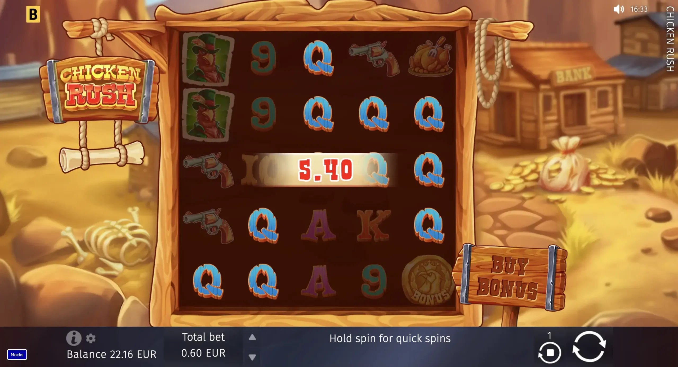 Chicken Rush official main-game screen