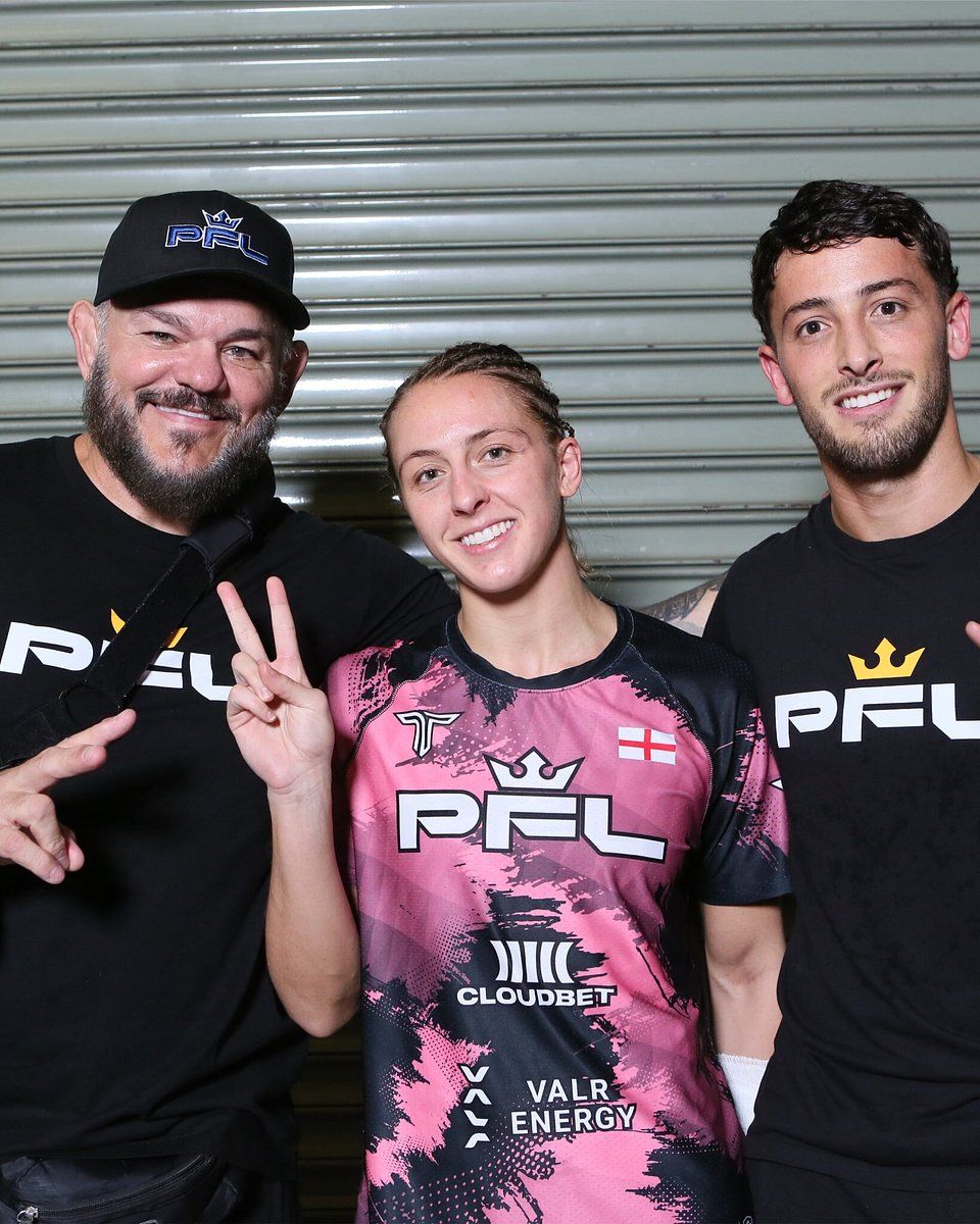 Dakota Ditcheva wearing a PFL shirt with the Cloudbet logo