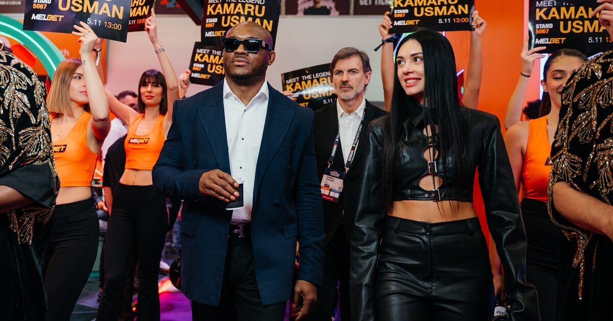 Kamaru Usman at the MelBet Partners stand during SiGMA Europe