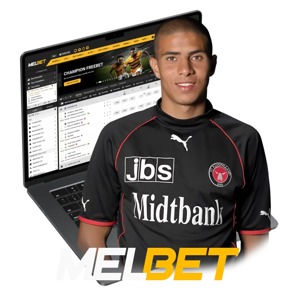 Mohamed Zidan in an official MelBet ambassador image