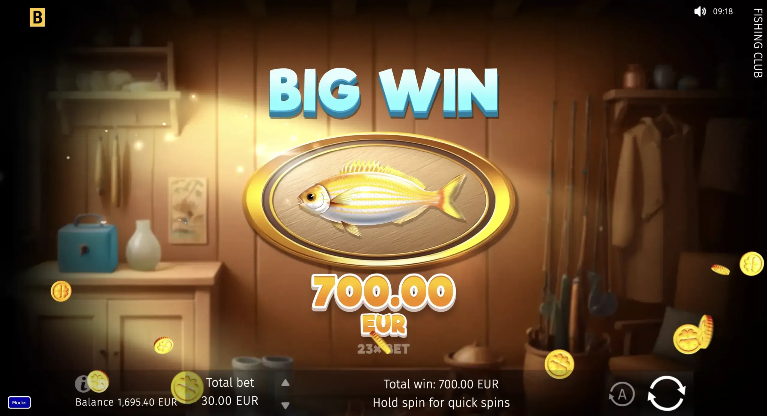 Fishing Club official trophy-style win presentation