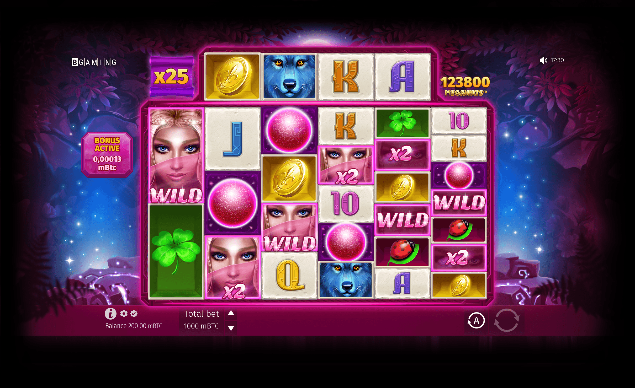 Lady Wolf Moon Megaways official free-spin screen with round multiplier