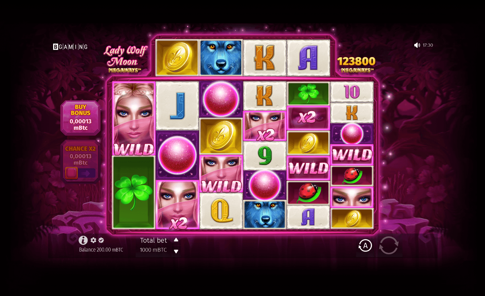 Lady Wolf Moon Megaways official main-game screen