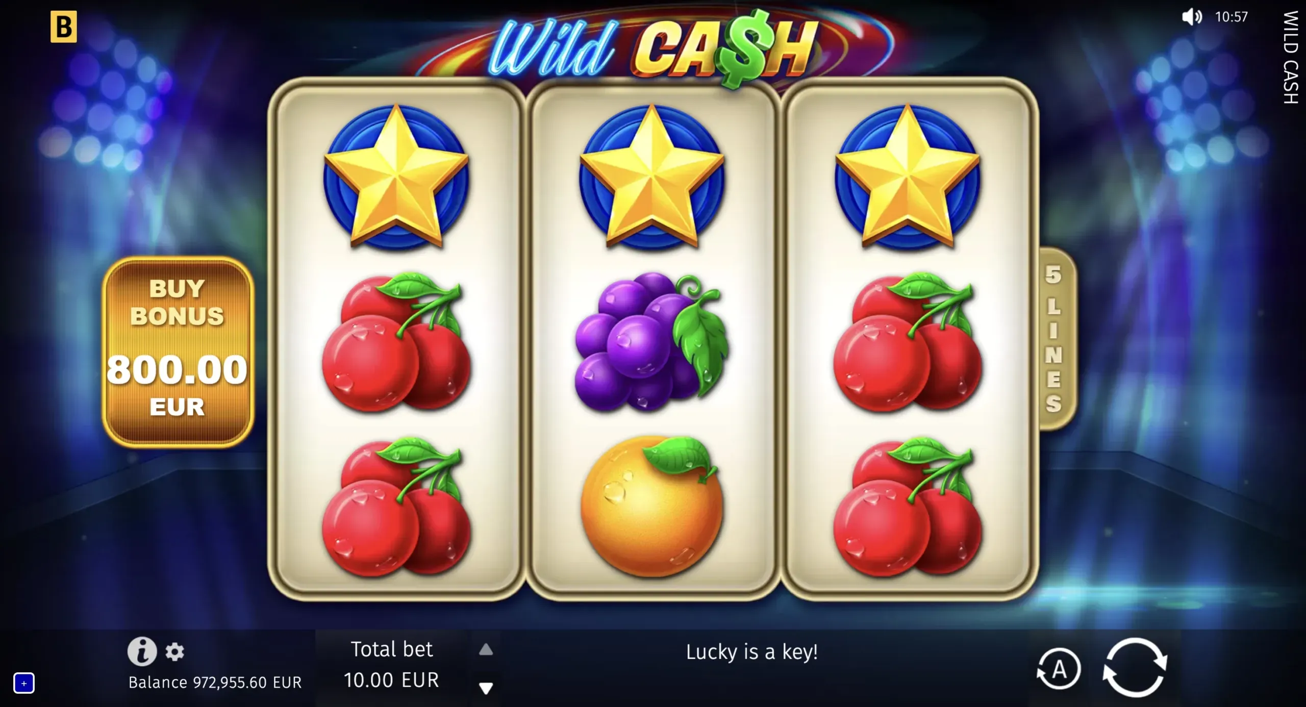 Wild Cash official three-reel base game